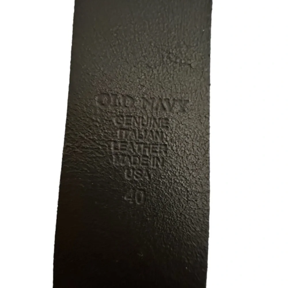 Old Navy Black Genuine Italian Leather Dress Belt Made In Usa Size 40 - Picture 3 of 4